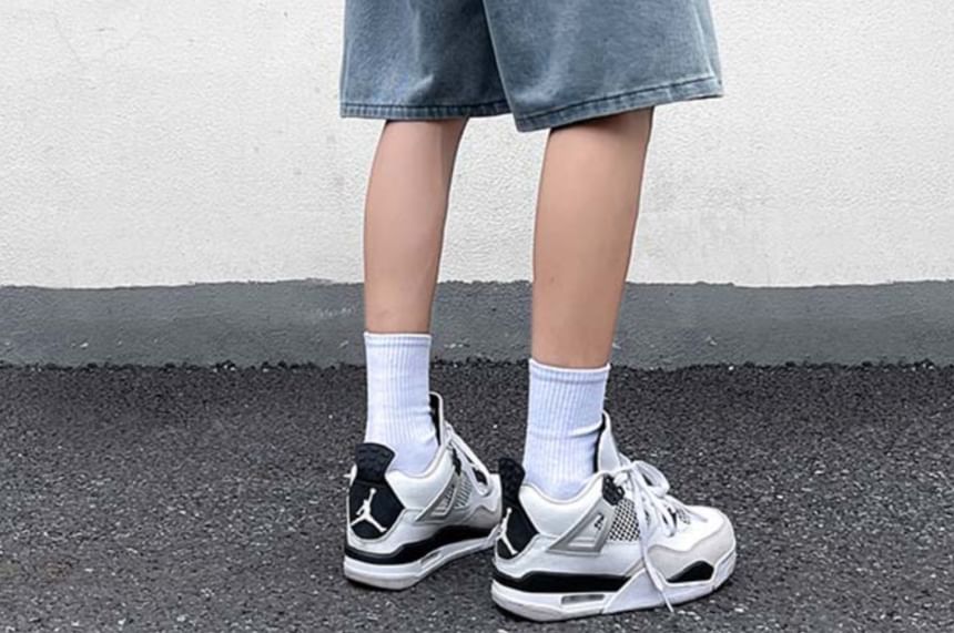 Fushet - Gewassen denim shorts met trekkoordtaille