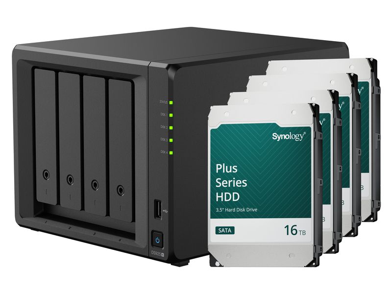 Synology NAS Diskstation DS925  4-bay Synology Plus HDD 64 Leistungsstarker NAS mit vier Einschüben
