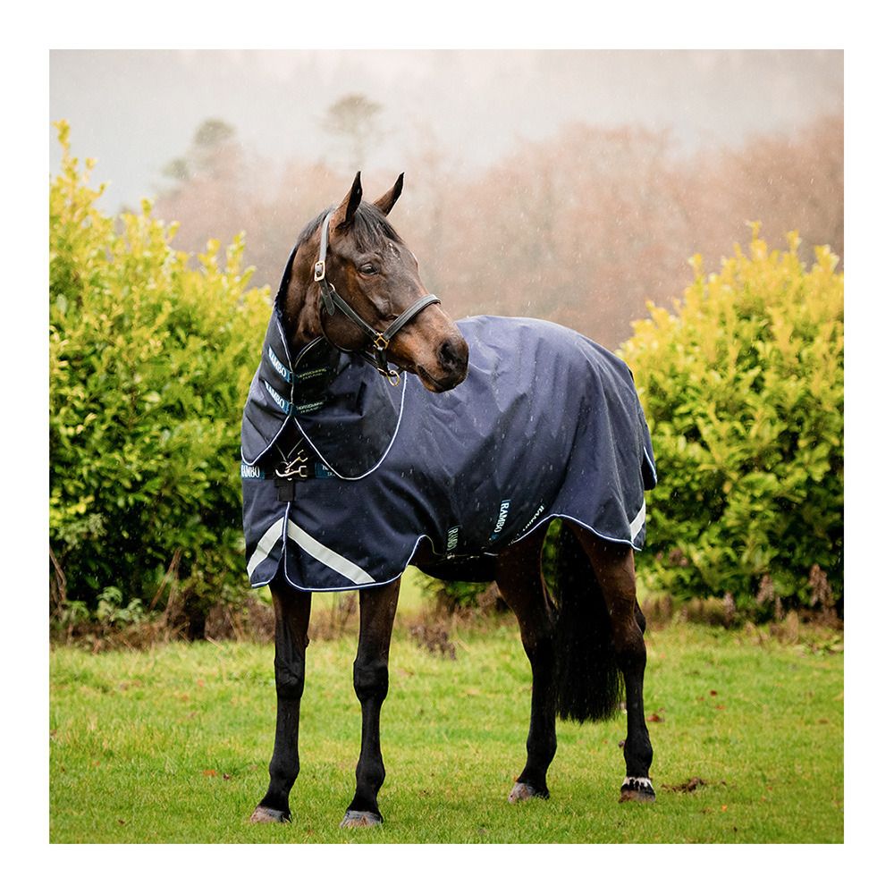 Horseware RAMBO DUO FORCE 100G  + LINER 100G ET 300G  -  Couverture de paddock + couvre-cou navy/white