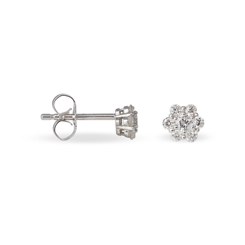 Boucles D'oreilles Puces Magnolia Or Blanc Diamant