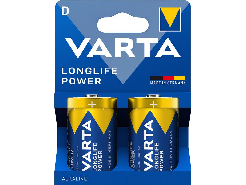 Varta Batterie Longlife Power D , 2 Stück Alkaline Batterie, 1.5 Volt