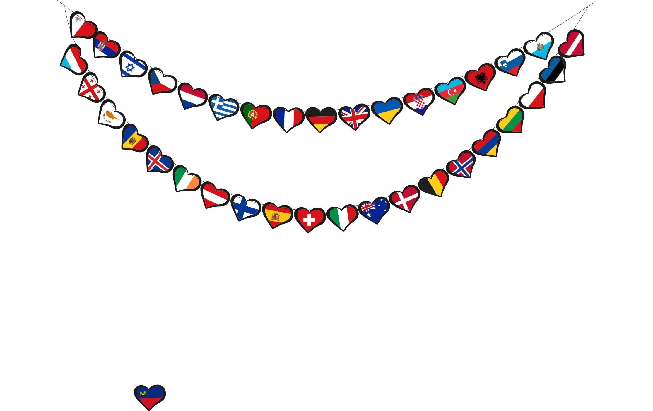 Girlande Flaggen 0.09 m, MehrfarbigPapiergirlande