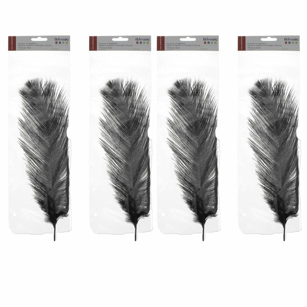 4 plumes d'autruche noires