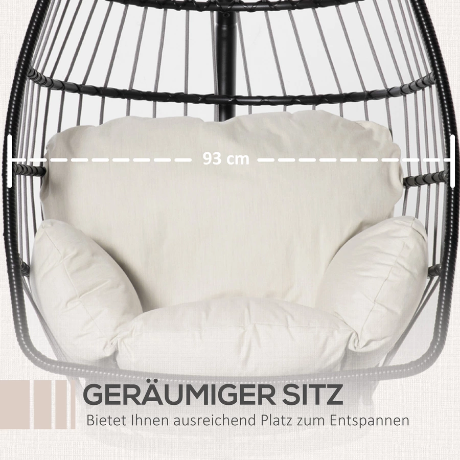 Outsunny Hängesessel mit Kissen schwarz