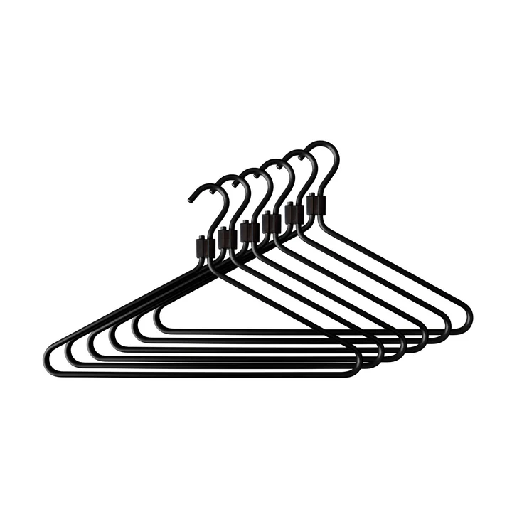 Radius Design - Kleiderbügel, schwarz / Clip schwarz (6er-Set)