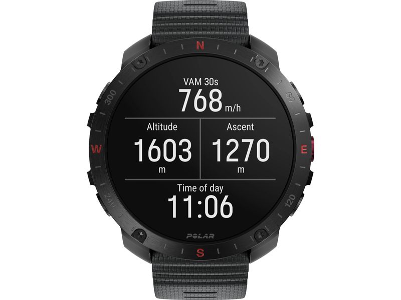 POLAR Sportuhr Grit X2 PRO Schwarz, M/L Sportuhr mit optischer Pulsmessung und Smartwatch-Navigation