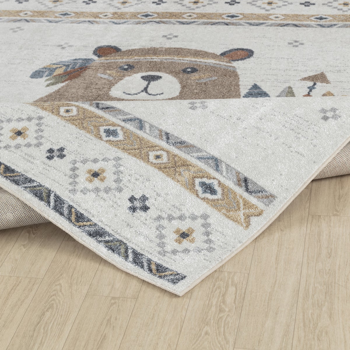 Machinewasbaar kinderkleed Indian Bear Beige/Bruin 80x150 cm OURSIGENE
