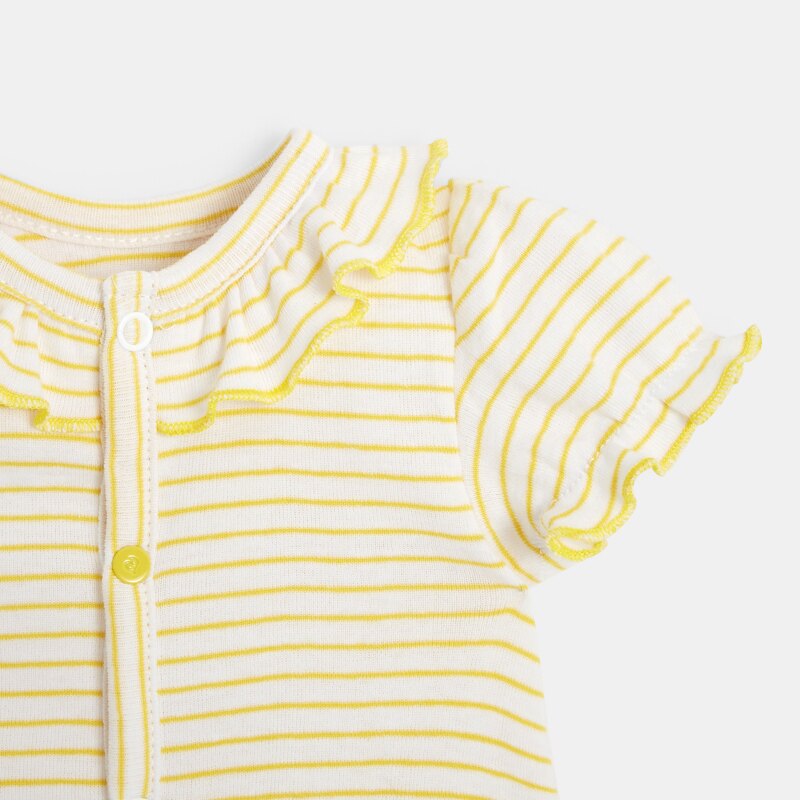 Combishort bébé fille en coton bio jaune Absorba Jaune