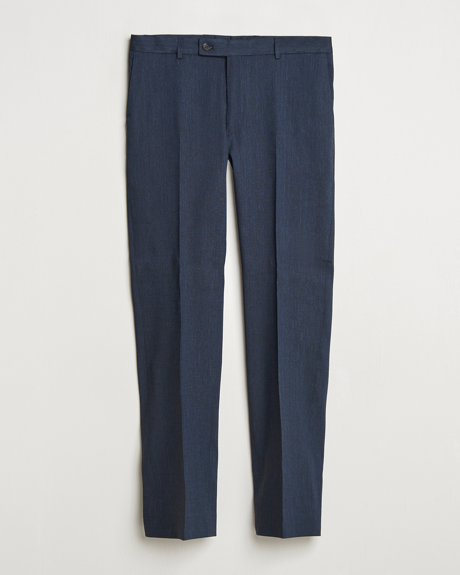 Morris Heritage Linen Suit Trousers Navy