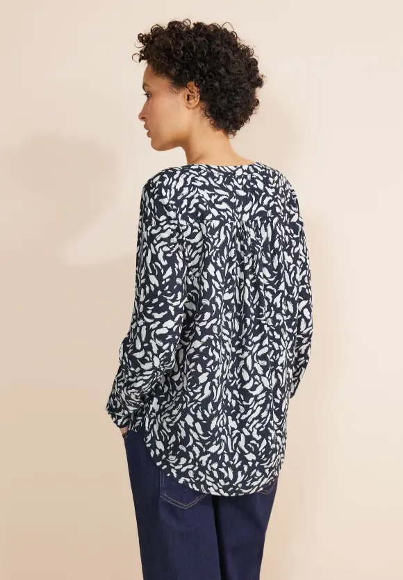 Print Viskosebluse - deep blue