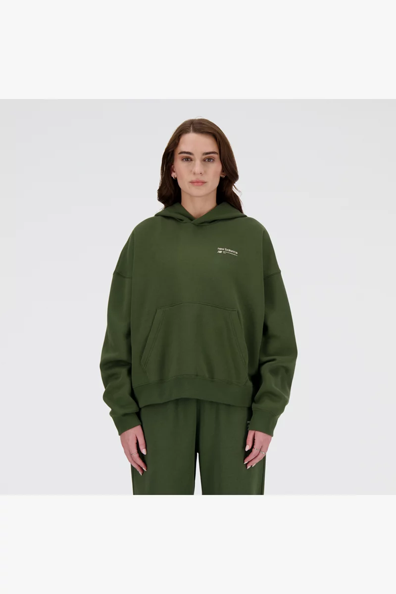 New Balance Linear Heritage Brushed Back Fleece Damen Hoodie