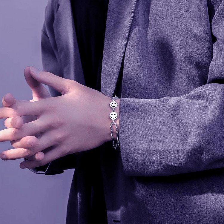 Malikasa - Smiley gelaagde roestvrijstalen armband