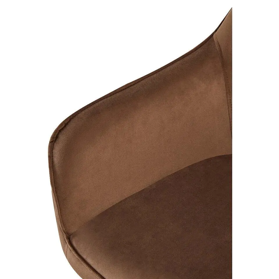 CLP Eetkamerstoel Boise mat zwart Frame - Fluweel - bruin