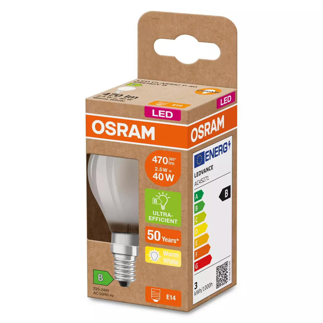 LED-Tropfen E14/2,5 Watt/Energie B