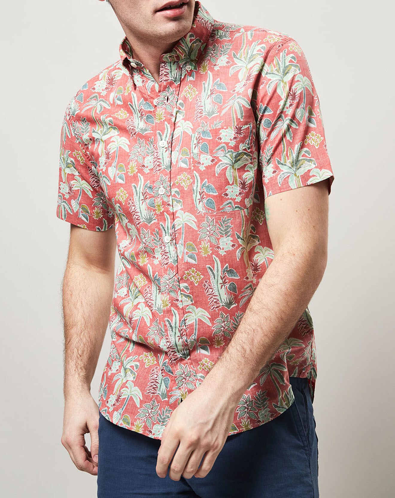 Hartford Chemise slim imprimée Sander rouge
