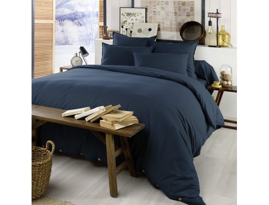 TERRE DE NUIT - Housse de couette flanelle marine 240x220 cm