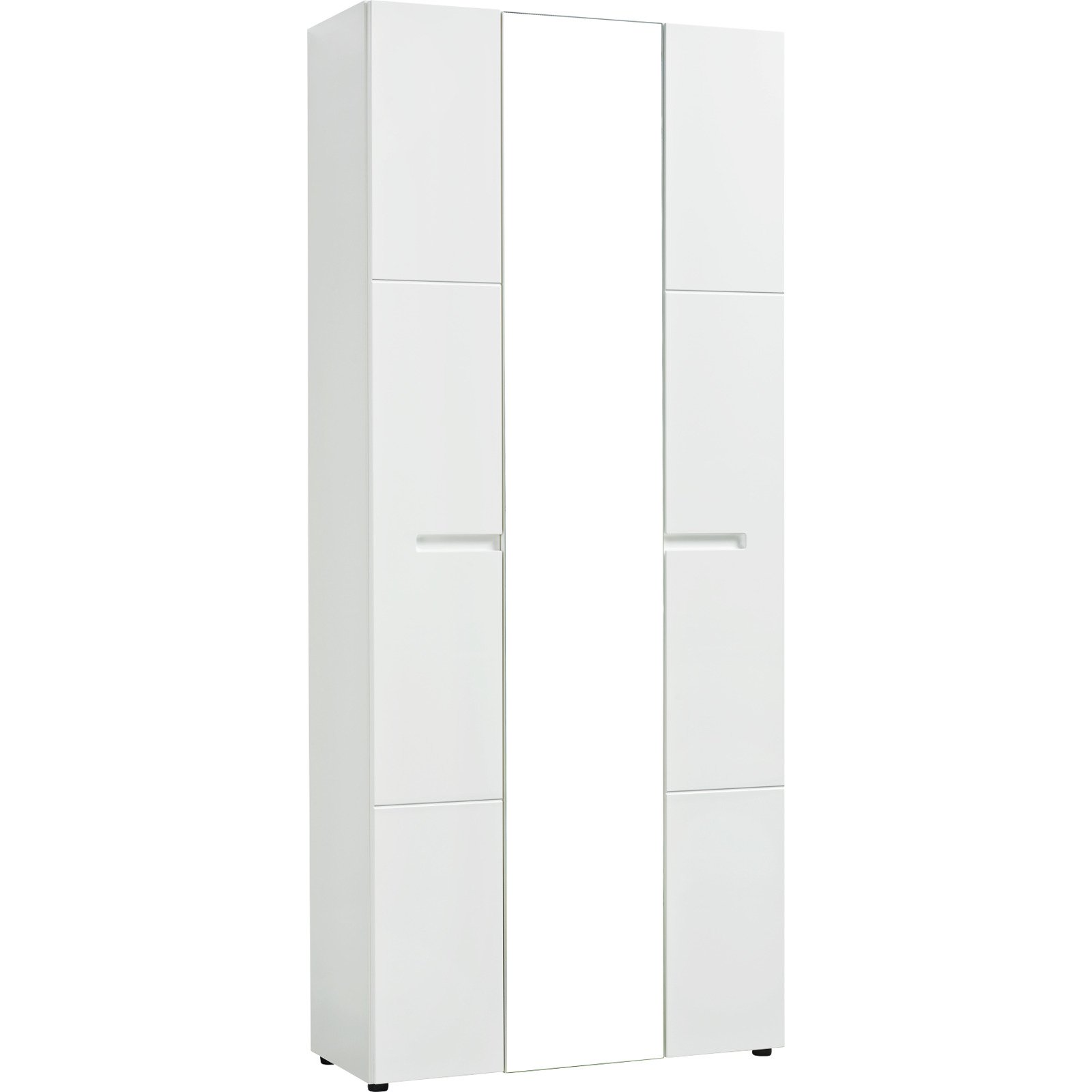 Mehrzweckschrank Mailand MDF Hochglanz weiss 86 x 202 x 35 cm, mit Spiegel