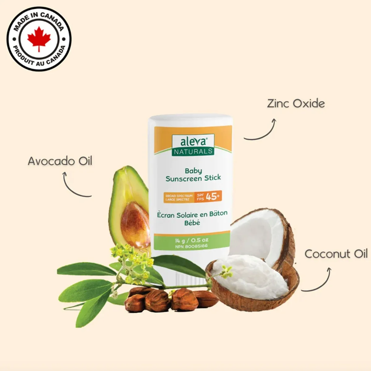 Aleva Naturals Baton Solaire FPS 45+ pour Bébé