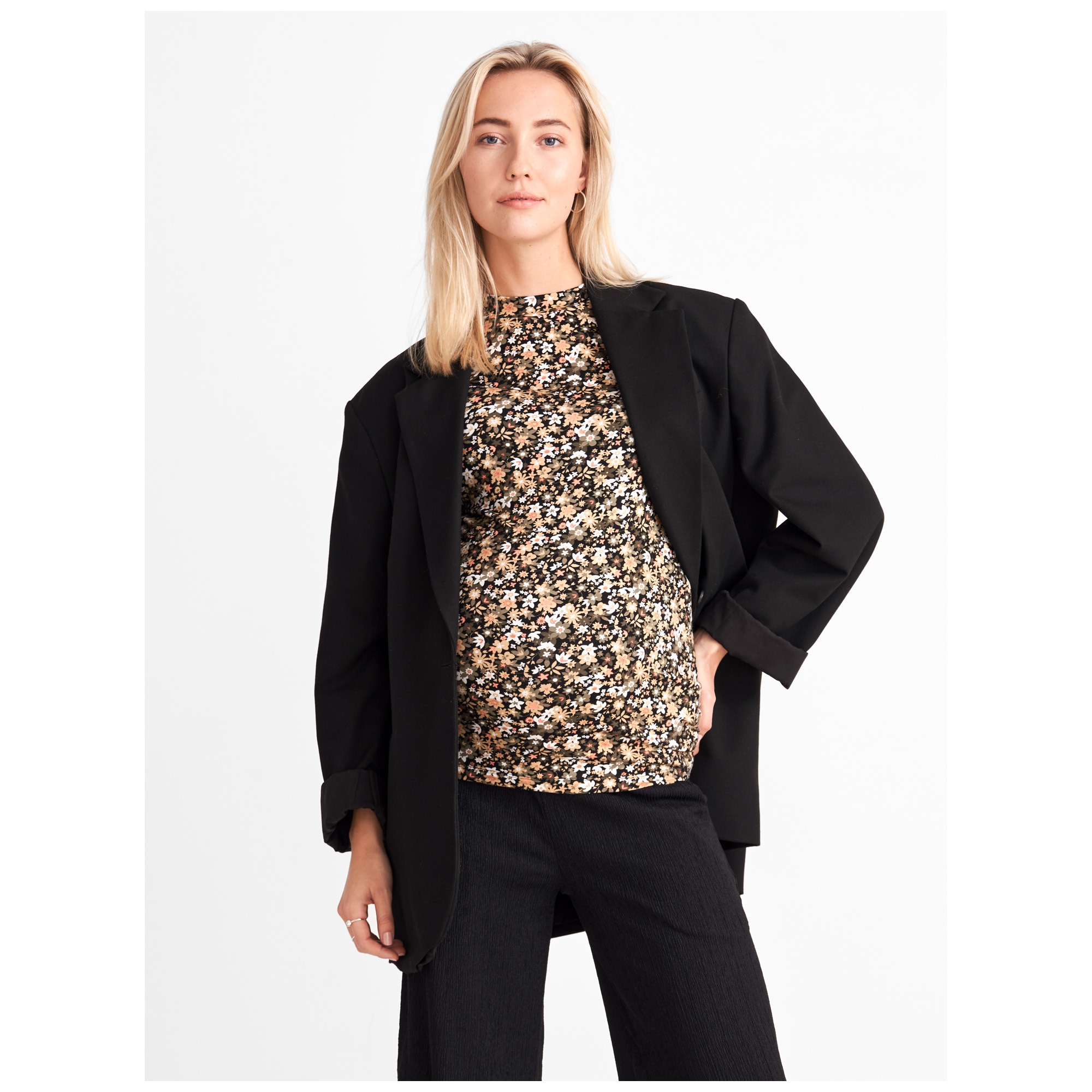 Prénatal zwangerschapsshirt korte mouwen bloemen multi