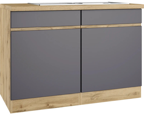 Held Furniture wastafelkast inclusief spoelbak PISA BxDxH 120x60x86 cm grijs mat gedemonteerd scharnier omkeerbaar (links of rechts te monteren)