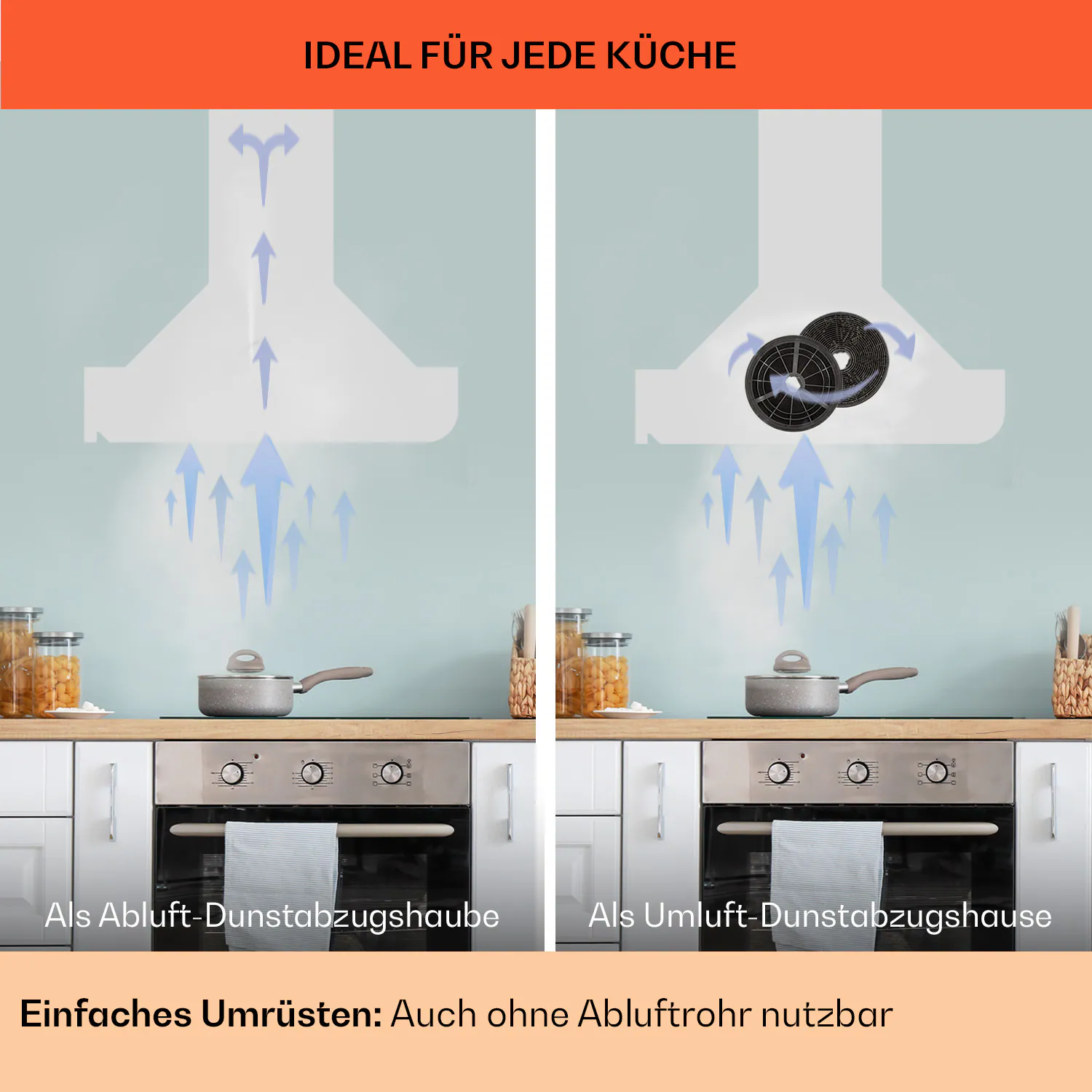Clara 90 Dunstabzugshaube Glas 509 m³/h Touch Ambiente-Licht Weiß