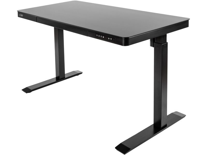 seville classics Stehtisch Airlift 1.2 x 0.6 m, Schwarz Tischgestell mit Glasplatte