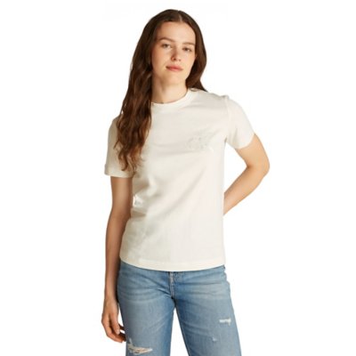 Tee-shirt à manches courtes femme Satin Applique CALVIN KLEIN
