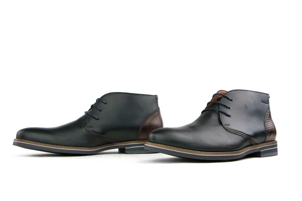 Van Lier Hoge Veterschoen Grijs Leer Perfo