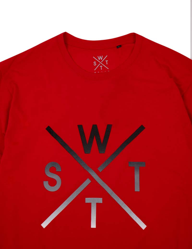 WATTS T-SHIRT ROUGE MANCHES COURTES GRAND LOGO
