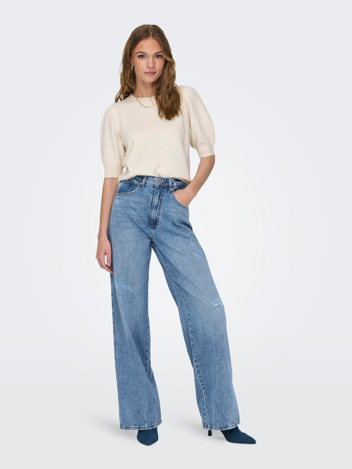 ONLHOPE Sehr hohe Taille Weiter Beinschnitt Jeans Light Blue Denim