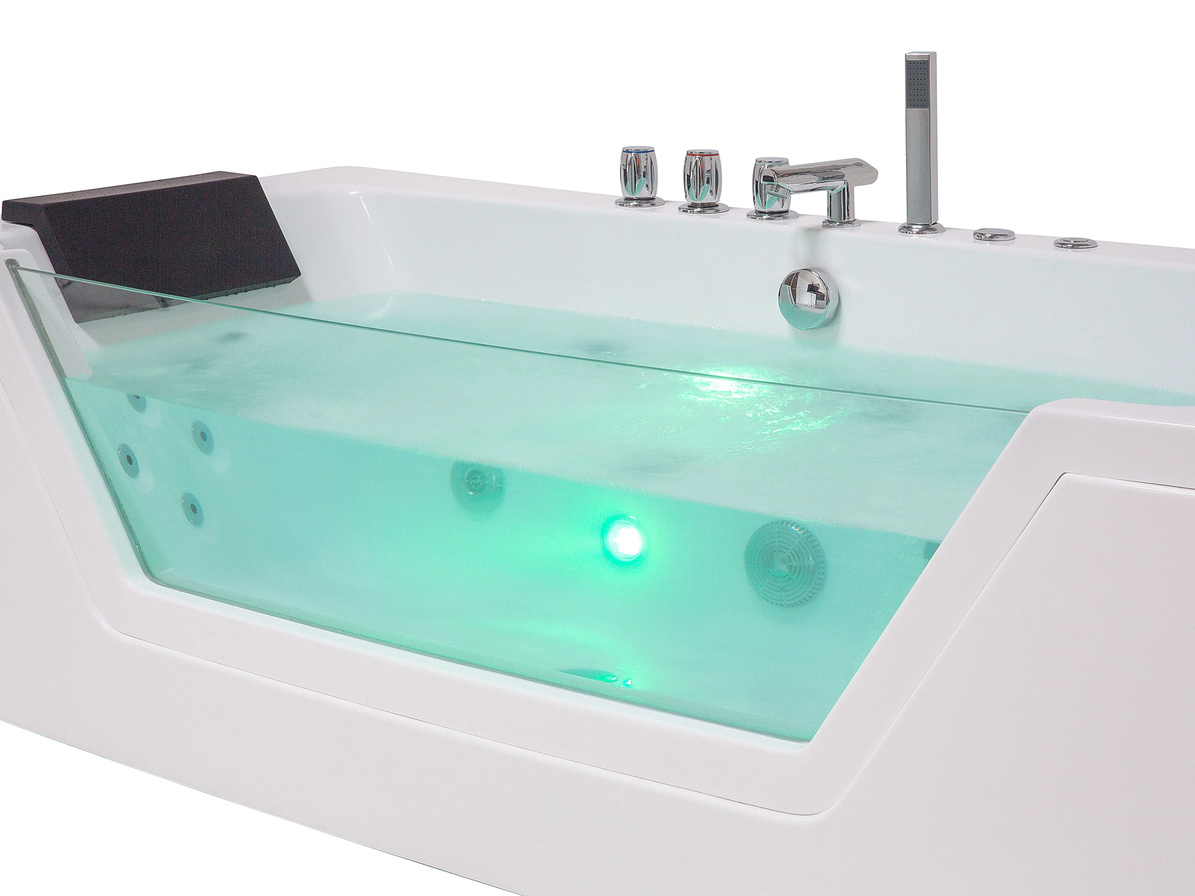 Hoek bubbelbad met LED SAMANA 174 x 79 cm Wit