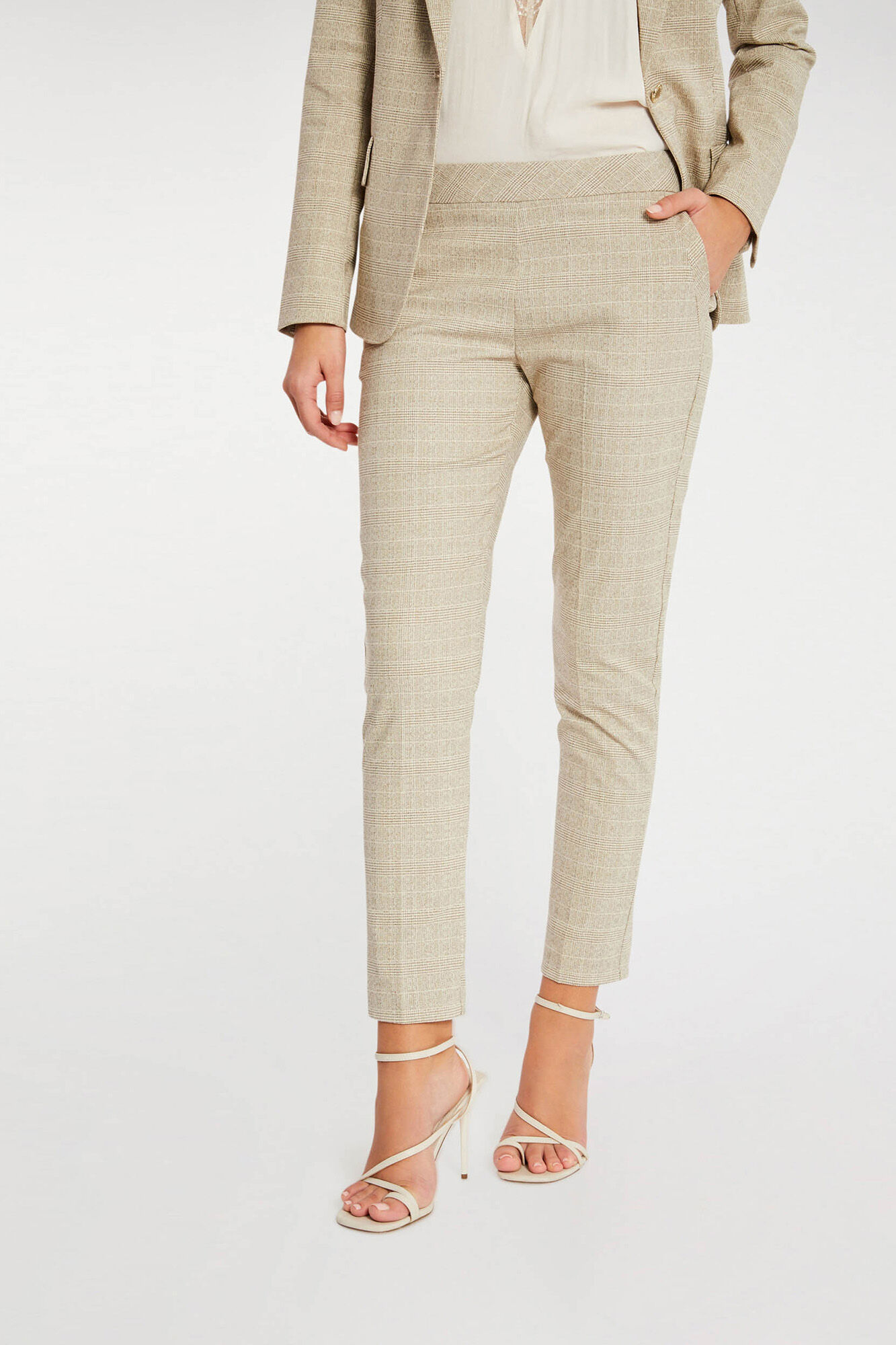 Pantalón cigarro estilo curto - Estampado bege