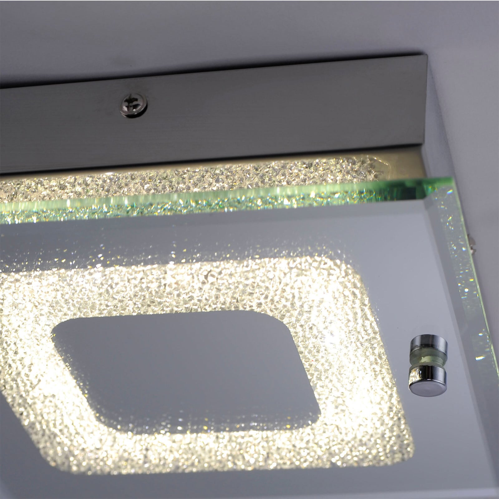 LED Deckenleuchte Lisa chromfarbig 18x18cm 5,8cm Metall Kristallglas