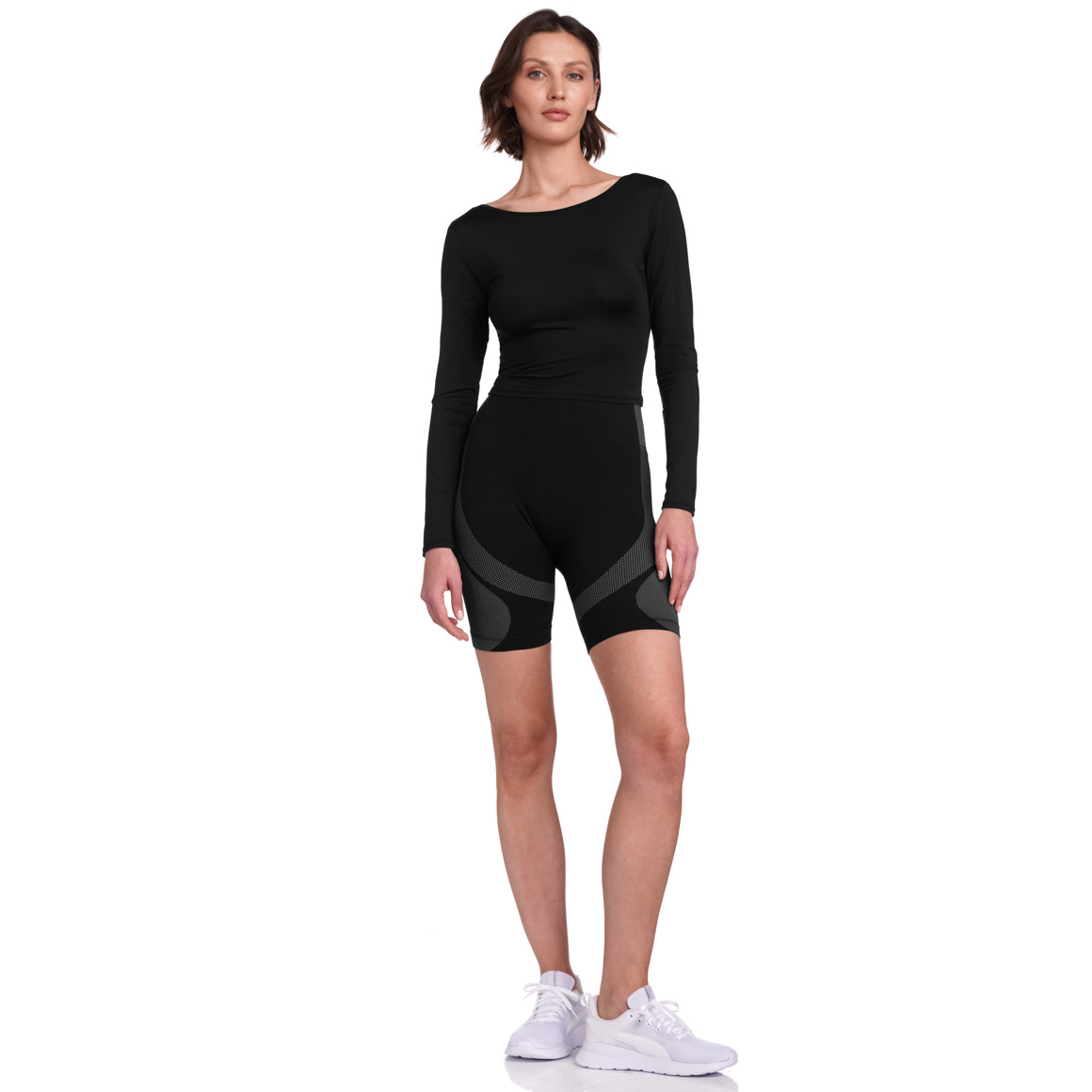 Gina Sports Damen Sport-Radler mit breitem Taillenbund schwarz