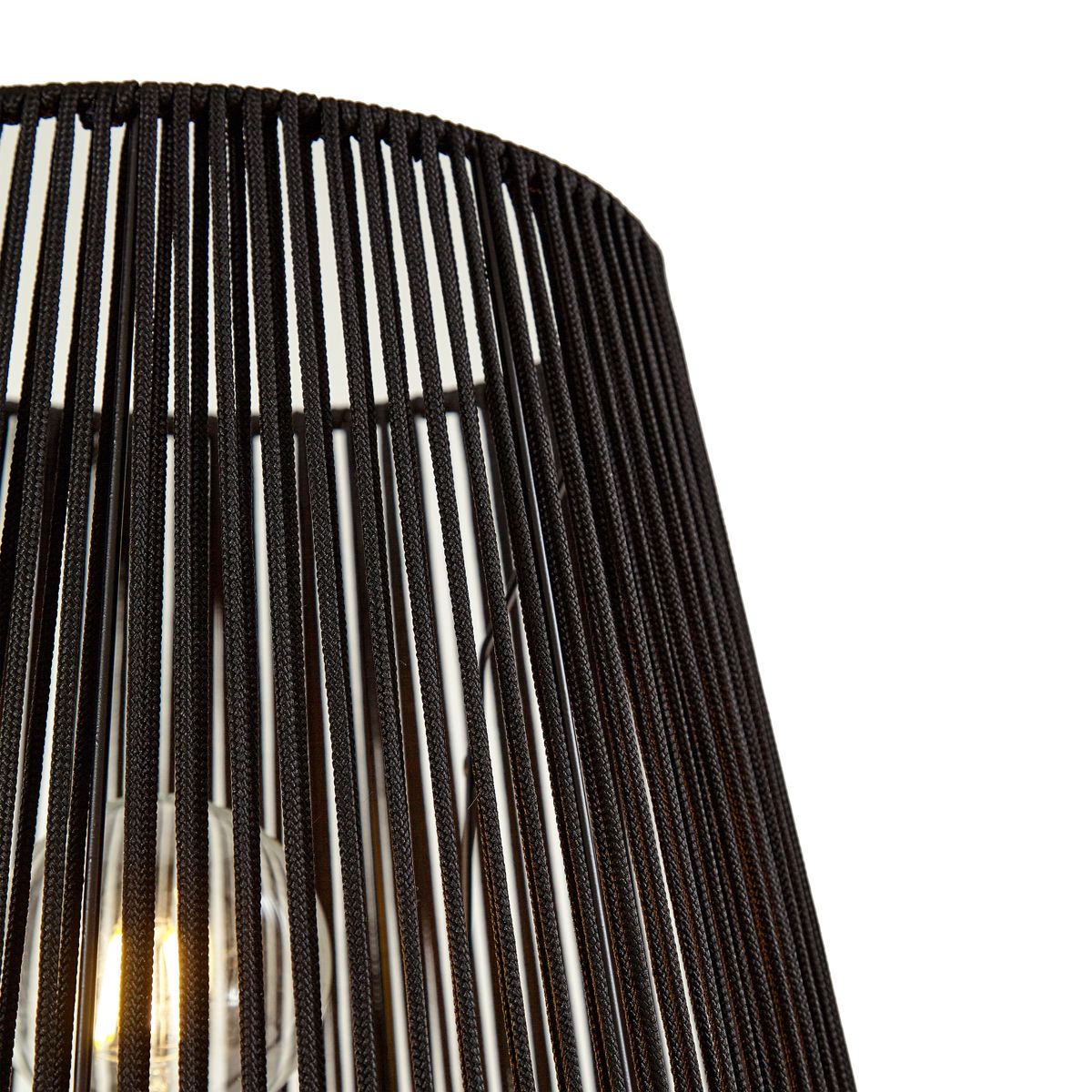 Buiten vloerlamp zwart met kap zwart touw IP44 - Virginia Jayla
