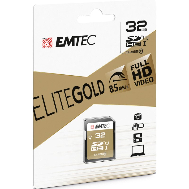 Carte mémoire SDHC avec adaptateur SD Emtec Elite Gold 32 Go - classe 10