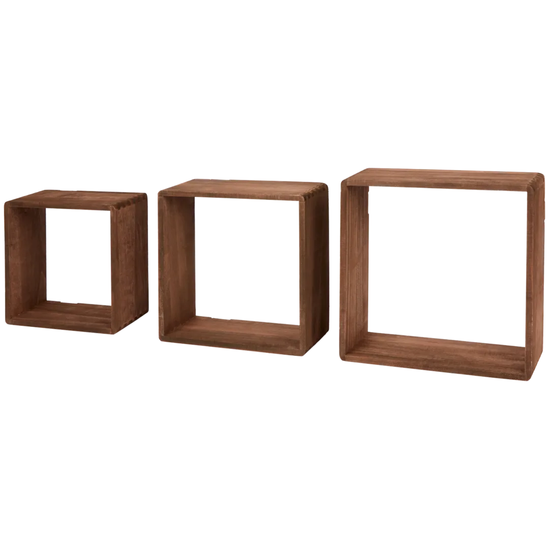 Houten wandboxen 3 stuks