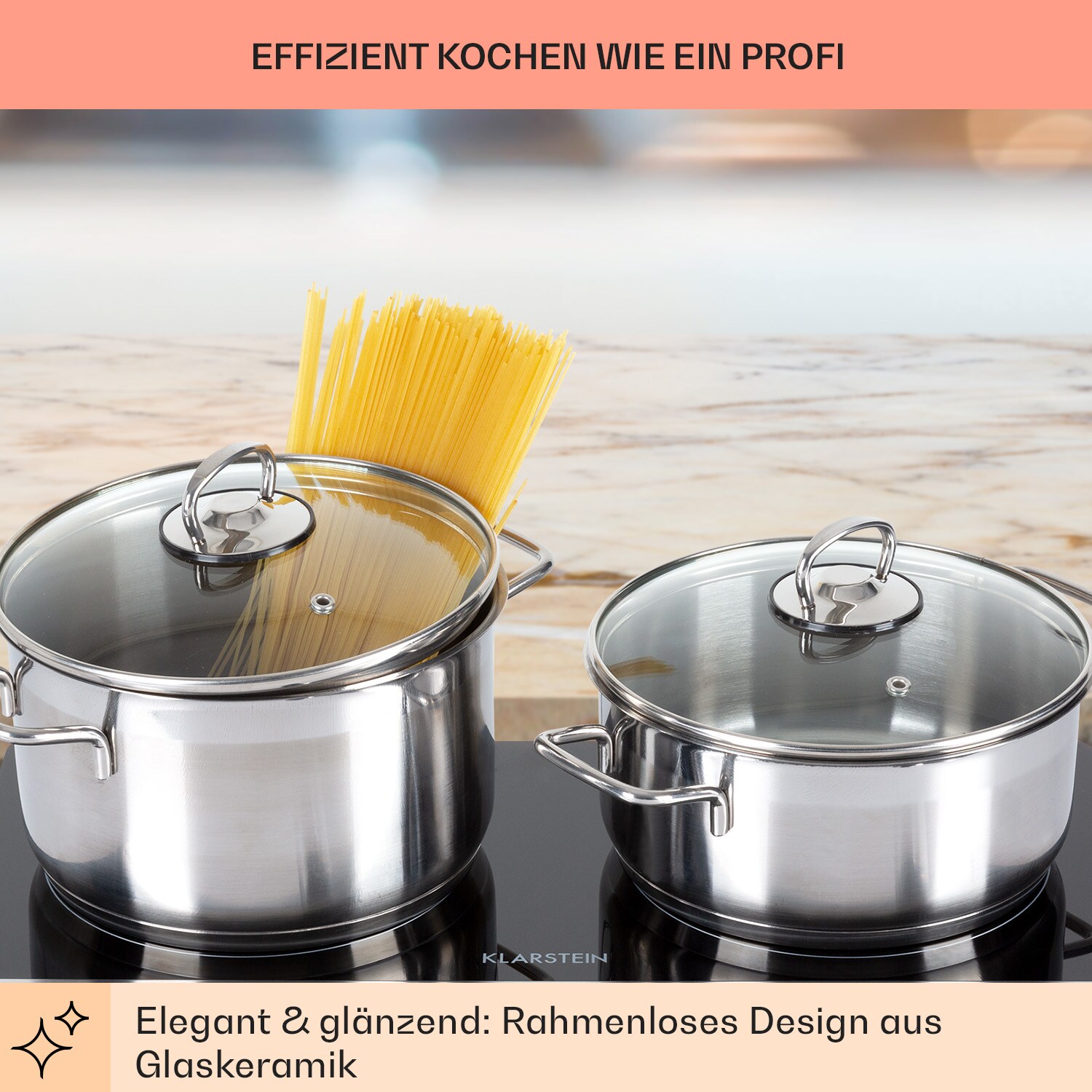 Cookbuddy Doppel-Kochfeld 2400W 5 Leistungsstufen Glaskeramik Schwarz