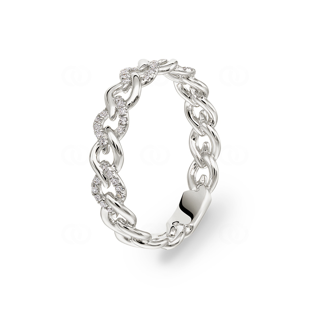 Panzerring 750/18 K Weissgold mit Diamanten 0.09 ct H/si