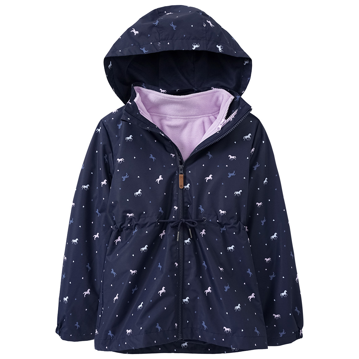 Yigga Mädchen 3-in-1 Jacke mit Pferde-Allover dunkelblau / helllila