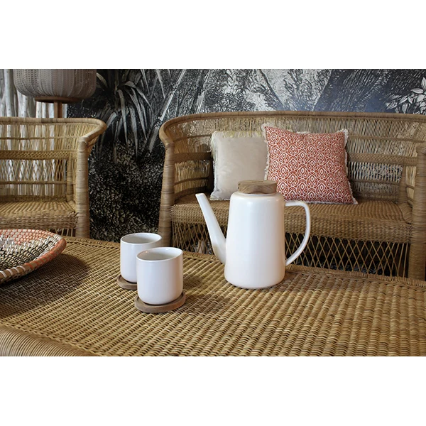 Set 2 tasses Enzo en porcelaine avec support Ogo