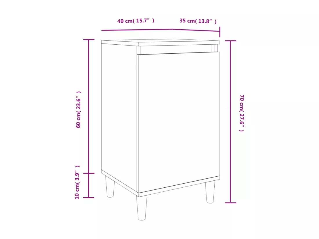 Table de chevet blanc brillant 40x35x70 cm bois d’ingénierie