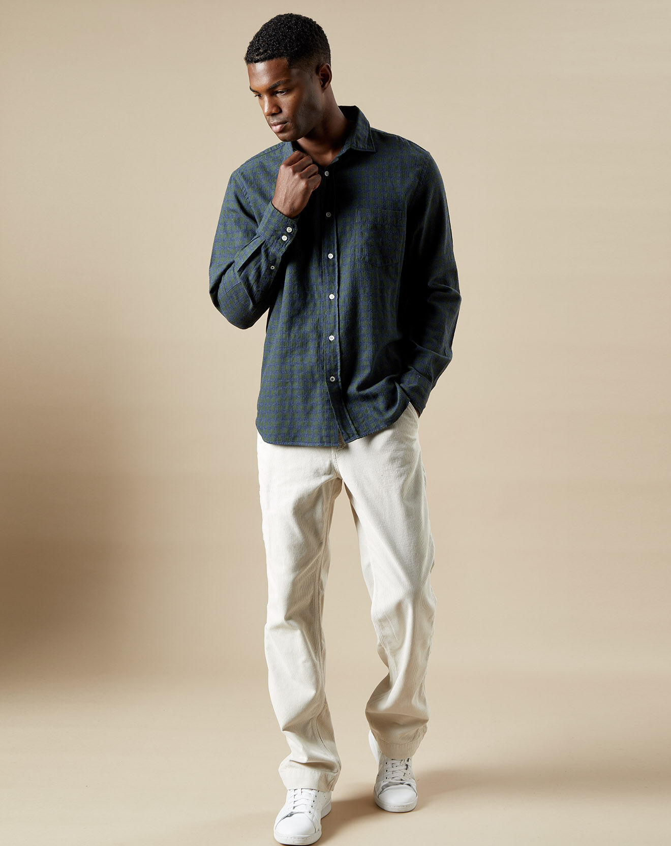 Hartford Chemise en Flanelle regular Paul à carreaux graphite