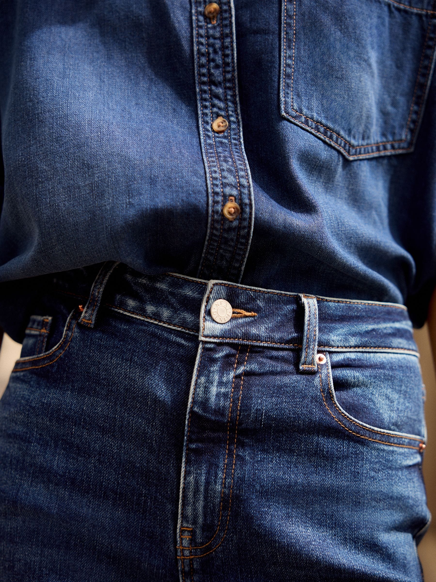 Donkerblauw - Superzachte jeans met wijd uitlopende pijpen