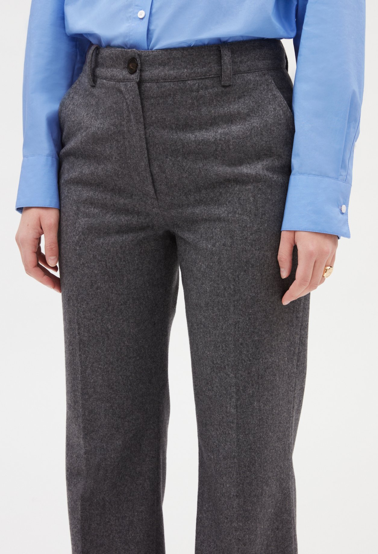 Pantalon flare gris chine