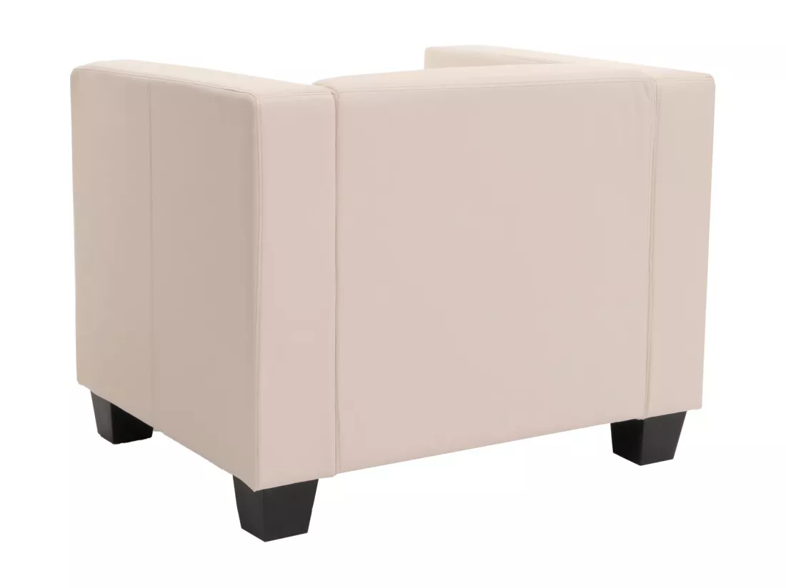Fauteuil lounge Lille, simili-cuir blanc