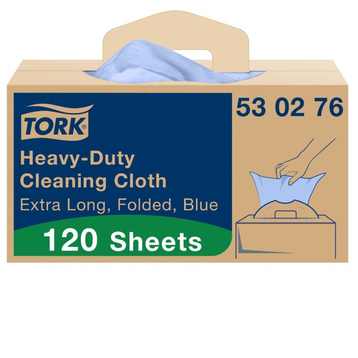 Tork 530276 Premium poetsdoek, blauw non-woven, 530 gevouwen W7 64cm, 120 vel per doos