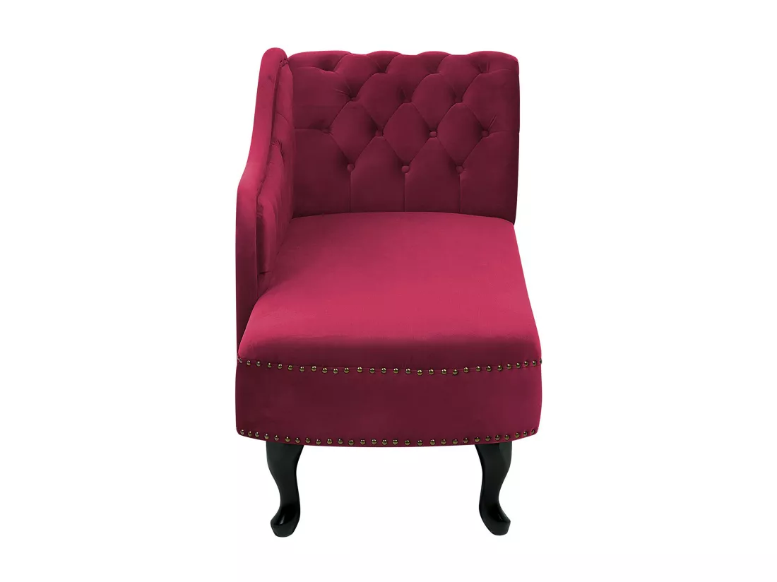 Méridienne Chesterfield côté droit en velours rouge NIMES