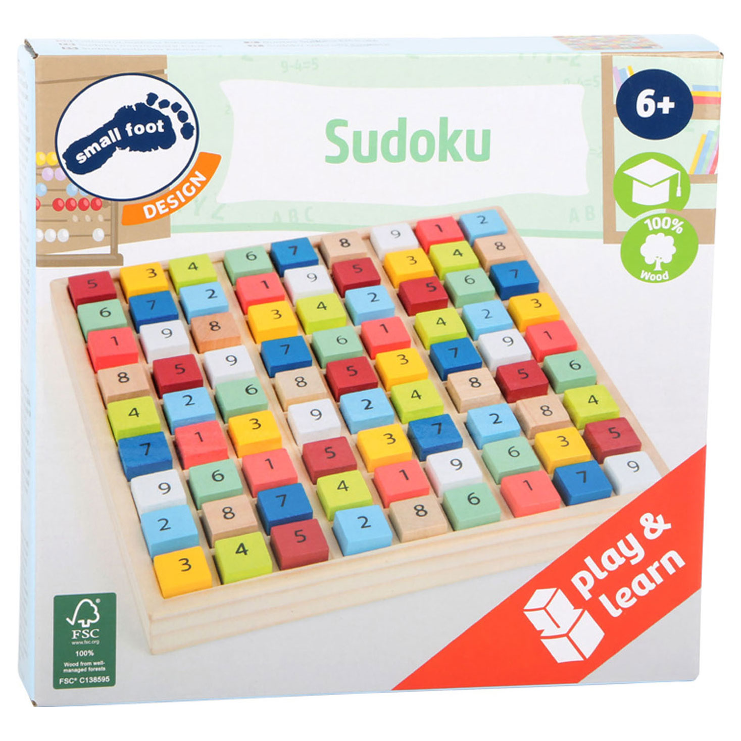 Small Foot-Houten Sudoku Spel Kleur, 82dlg.