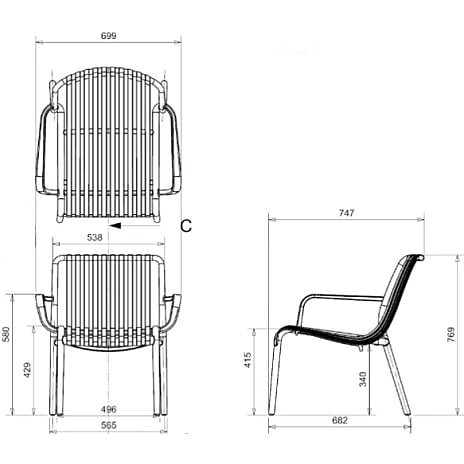 Messina loungestol - Terracotta